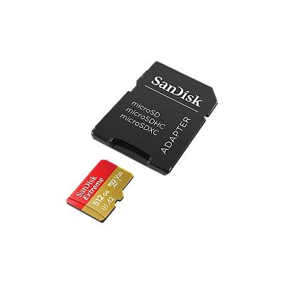 Extreme 512GB microSDXC + SD Adapter + 1 year RescuePRO Deluxe up to 190MB/s & 130MB/s Read/Write speeds A2 C10 V30 UHS-I U3 (SDSQXAV-512G-GN6MA)