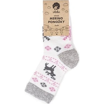 Vlnka Detské ponožky Merino jeleň ružová