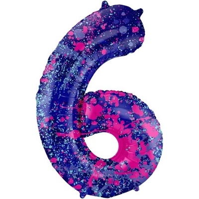 Folat Balónek fóliový číslo 6 Barevné skvrny 86 cm