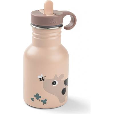 Done by Deer Dětská nerezová láhev Tiny Farm 350 ml Růžová