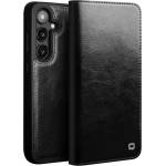 Qialino Кожен Калъф за Samsung S25, Qialino Book Case, Черен (5966011327422)