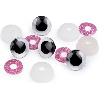 Glitrové bezpečnostní oči Ø20mm (Pár) Barva: Světle růžová – Zboží Dáma