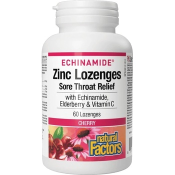 Image 1 of Natural Factors Echinamide® Zinc Lozenges | Sore Throat Relief [60 дъвчащи дражета] Цветен мед