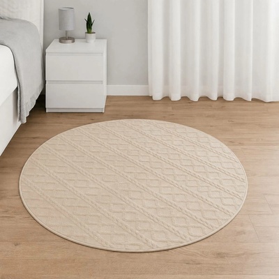 Takoy Koberec kulatý o průměru 120 cm vzor cop ecru-HT-00387 | Ø 120 cm