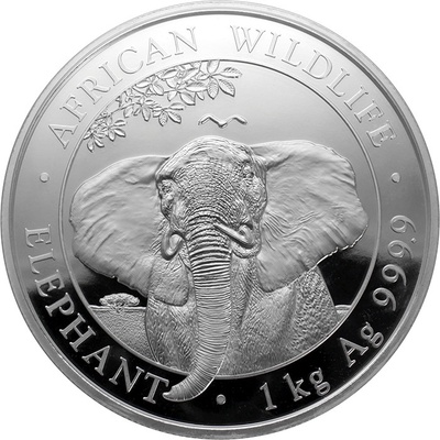 Strieborná investičná minca Slon africký Somálsko 1 Kg 2021