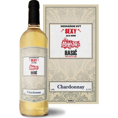 Sablio Neznášam byť sexy, ale som hasič Chardonnay biele suché víno 12 % 0,75 l (čistá fľaša)