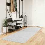 vidaXL Килим OVIEDO с къс косъм, сив, 80x250 см (375531)