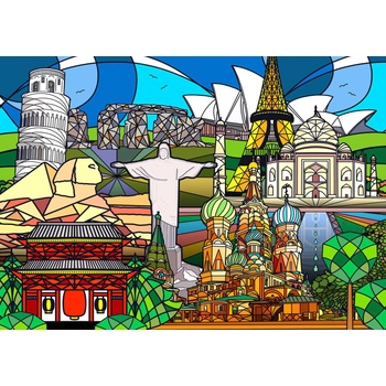 Enjoy - Puzzle World Landmarks - 1 000 piese