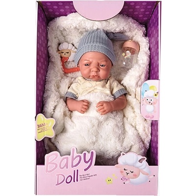 OCIE Baby Doll Реалистично бебе с пухкаво чувалче и сива шапка