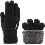  Плетени зимни ръкавици за тъч екрани - Iwarm Winter Braided Touch Gloves with Non-slip Details (21 см) (черен) (ST0018)