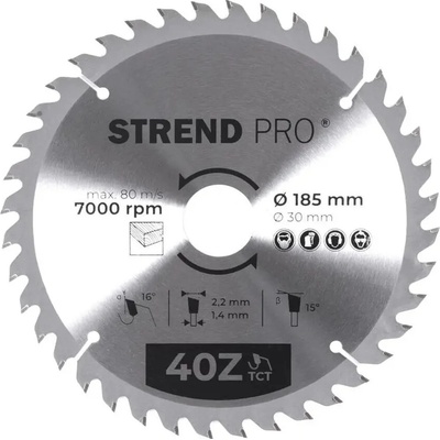 Kotúč Strend Pro TCT 185x2.2x30/20 mm 40Z, na drevo, pílový, SK plátky