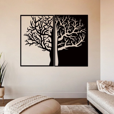 dřevo života Dřevěný strom na zeď DUALITY Zvolte barvu dekoru: Černá, Rozměry (cm): 40x30