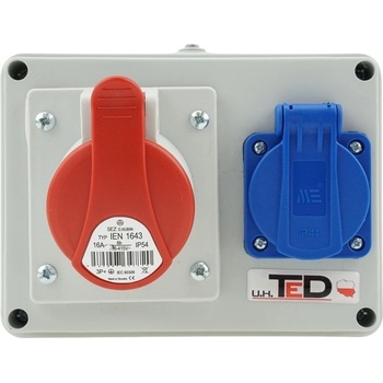 STAVEBNÍ ROZVADĚČ 2 ZÁSUVKY 1 X 400V 16A/4P + 1 X 250V 16A IP44