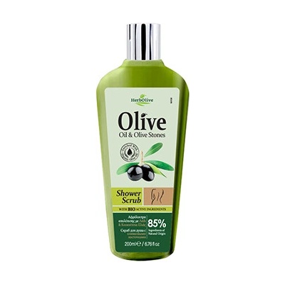 Madis Herbolive Body shower scrub with olive stones sprchový peelingový gél s olivovými kôstkami 200 ml