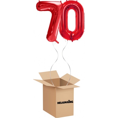 HeliumKing Balónový box Narodeninové číslo 70 červený 86 cm