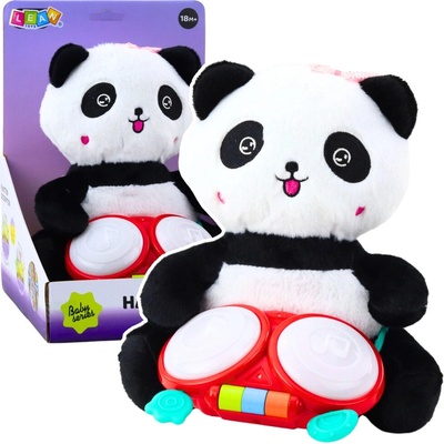 LeanToys Plyšová panda s bubny, plyšovou hračkou, světly a zvuky