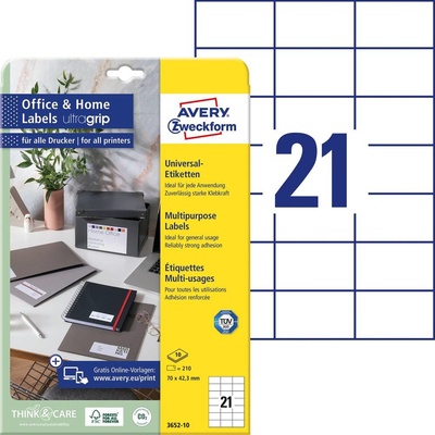 Avery Zweckform 3652-10 Samolepící etikety 70x42,3 mm 210 ks bílá