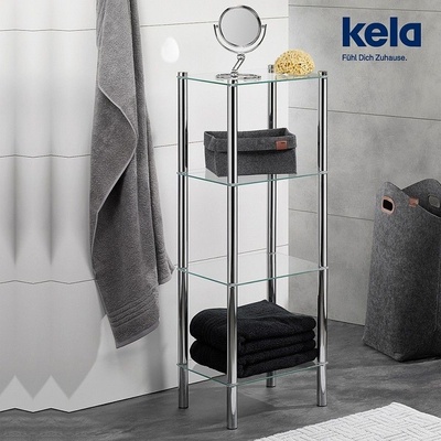 Regál LARS rohový, chróm / sklo, 4. patrový KELA KL-18051
