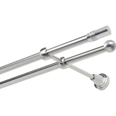 OK-GarnýžeCZ Garnýž kovová dvouřadá 19mm Cylinder nerez 250 cm do stěny / na tunýlek - bez kroužků