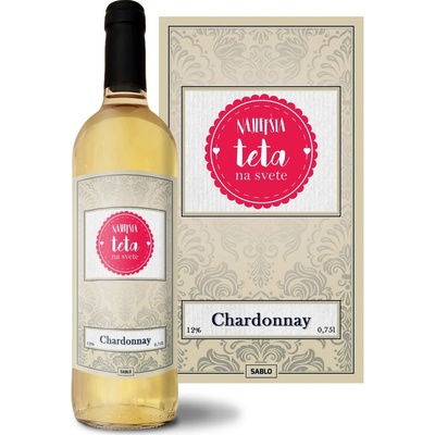 Sablio Najlepšia teta na svete Chardonnay biele suché víno 12 % 0,75 l (čistá fľaša)