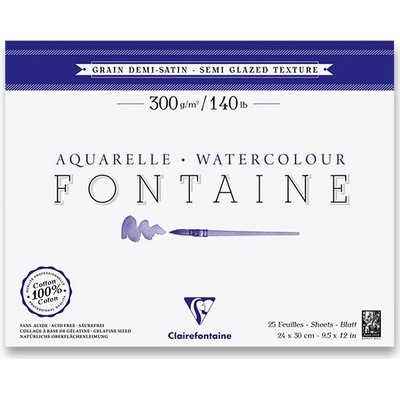 Clairefontaine Akvarelový blok Fontaine Semi Glazed 24 x 30 cm 25 listov 300 g
