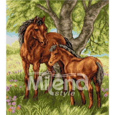 Milena Style Коне в гората - гоблен със схема конци Ariadna 1: 1