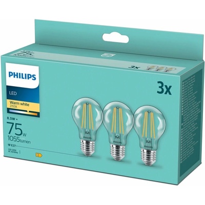 Philips 8718699696955 LED žiarovka filament E27 8,5W/75W 1055lm A60 2700K