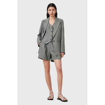 AllSaints Къс панталон с лен AllSaints AVERIE в сиво с изчистен дизайн със стандартна талия W046QC (W046QC)