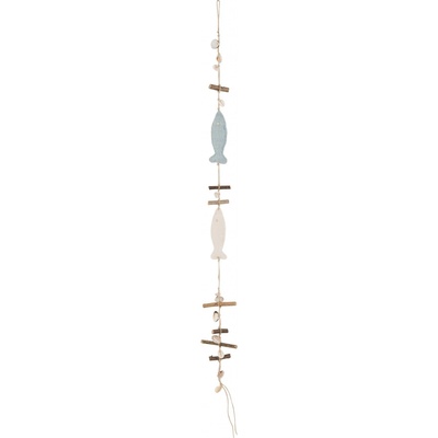Závěsná dekorace rybky na provázku s mušlemi - 12*4*105 cm - J-Line by Jolipa