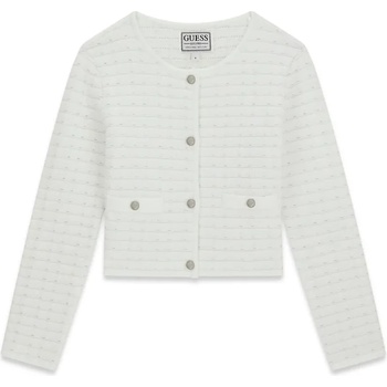 GUESS Плетена стилна жилетка в мръсно бял цвят с копчета Guess