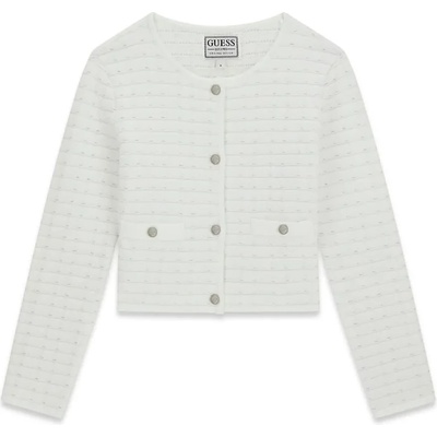 GUESS Плетена стилна жилетка в мръсно бял цвят с копчета Guess