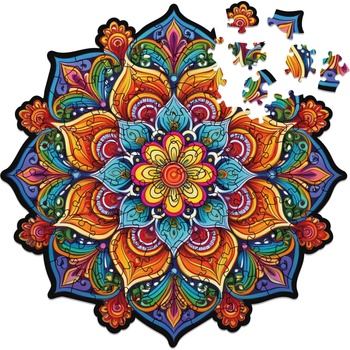 Milliwood Дървен пъзел Milliwood, Peace and Harmony, 100 части - Мандала с оранжеви елементи (XS-Mandala-5064)