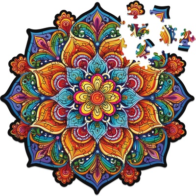 Milliwood Дървен пъзел Milliwood, Peace and Harmony, 100 части - Мандала с оранжеви елементи (XS-Mandala-5064)