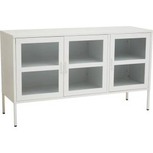Premier Housewares Бяла стоманена витрина 140x80x45 cm Acier - Premier Housewares (2406599)