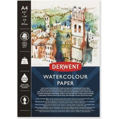 Derwent Watercolor Paper Pad A4 300 g 12 listov