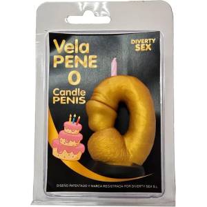  Свещ във формата на пенис, цифрата 0 - Penis Shape Candle Gold (D-246295)