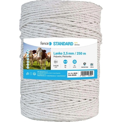 Lanko pro elektrický ohradník, průměr 2,5 mm, bílé, délka 250 m