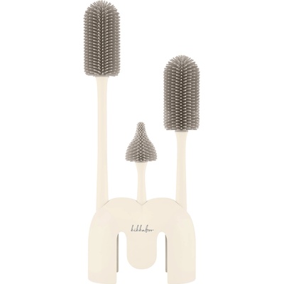 KikkaBoo Четки за шишета KikkaBoo - Platinum Silicone, 3 броя с поставка, Sand (31302050050)