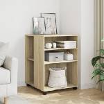 vidaXL Странична маса с колела дъб сонома 55x60x78 см инженерно дърво (853157)