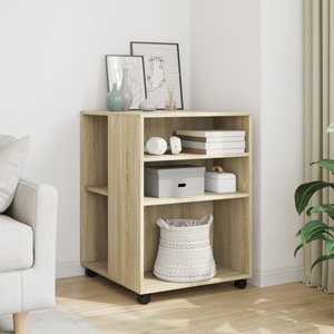 vidaXL Странична маса с колела дъб сонома 55x60x78 см инженерно дърво (853157)