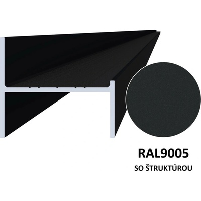 Hliníkový UT profil 50 x 44 x 6000 mm, štruktúra RAL 9005