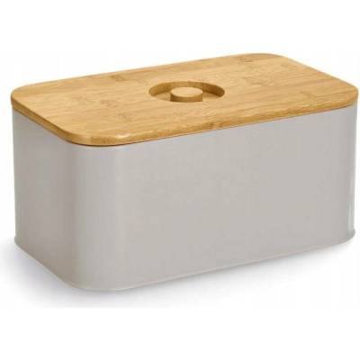 CHLEBNÍK KOVOVÝ S BAMBUSOVÝM VÍKEM, 30 x 18 x 13 CM, ZELLER