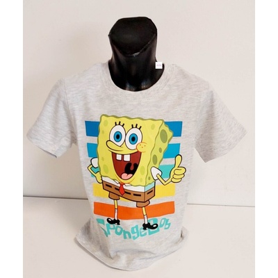 E plus M dětské kvalitní tričko s krátkým rukávem Spongebob šedá