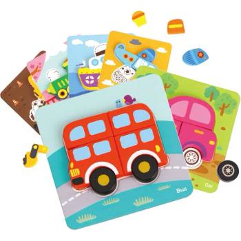 Image 1 of Tooky Toy Дървен 3D пъзел 6в1 Transportation TL635