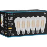 Mexen Vintis 6x LED филамент крушка E27, ST64, 10W, Топла - 2700K, 1320 lm, ясна - L152-E27-1027-00x06 (L152-E27-1027-00x06)