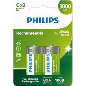 Philips R14B2A300/10 ELEMENTS R14 "C" 3000mAh 2-BLISTER (R14B2A300/10)