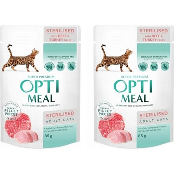 Optimeal For adult steril cats with beef and turkey in jelly 12 x 85 g