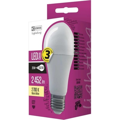 Emos LED žiarovka Classic A67 20W E27 teplá biela
