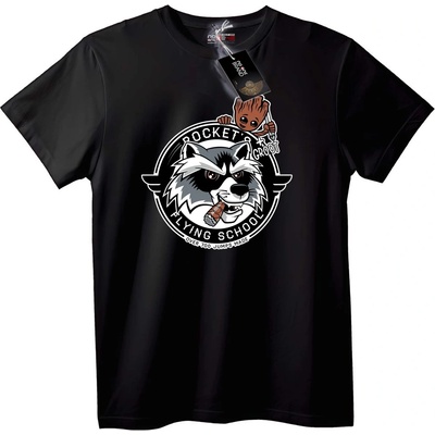 NOONEBRAND Тениска Rocket & Groot летателно училище - 2XL, Black