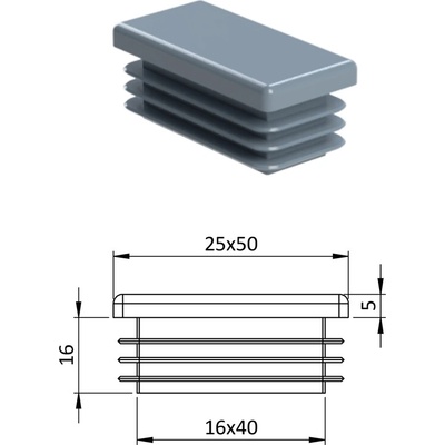 Krytka plastová 25 x 50 mm